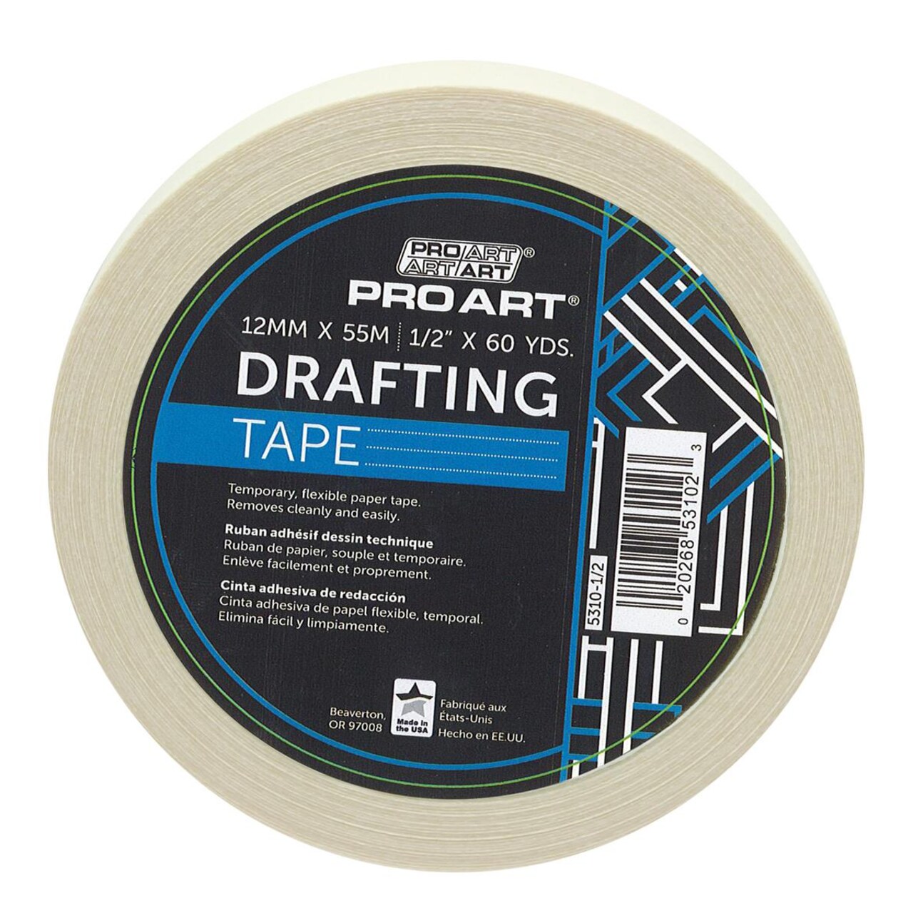 Pro Art Drafting Tape 1/2" x 60yd, Artist Tape, Art Tape, White Masking Tape, Drafting Tape, Drafting Dots, Watercolor Tape, Masking Tape for Painting, Archival Tape